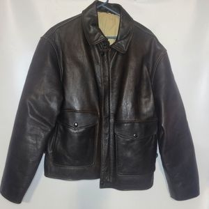 Barneys New York Leather Brown Leather Jacket sz 54/XL